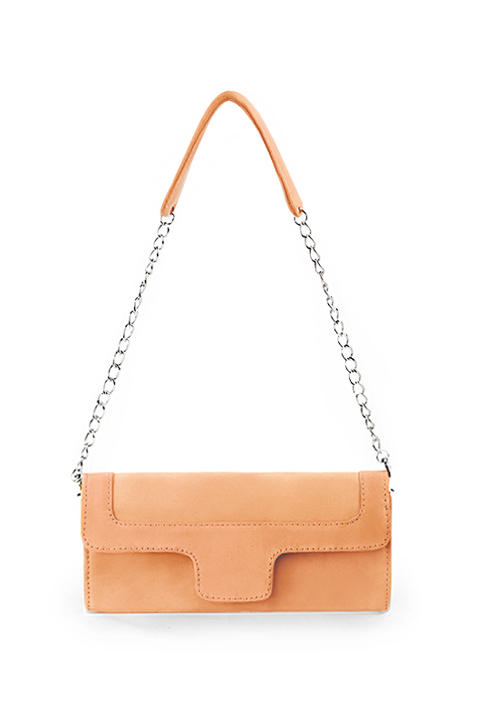 Dress clutch for wedding and parties in marigold orange leather - Top view